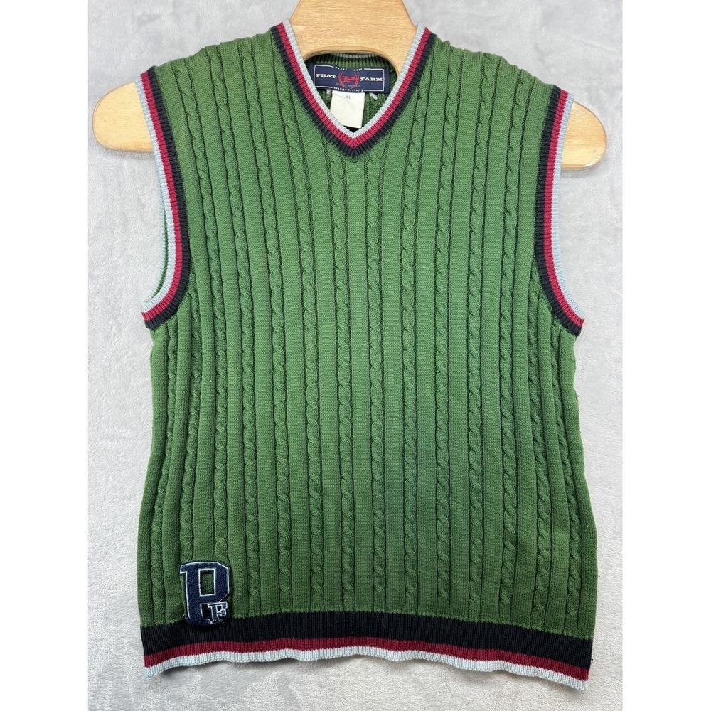 Vintage Phat Farm Sweater Vest Sleeveless 90s Green Men's Size‎ XL